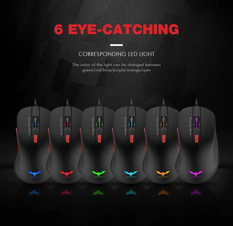HAVIT Wired Gaming Mouse USB Optical LED Lights Mouse Gamer 2800 DPI with 6 Button For PC Laptop Desktop Computer Game HV-MS745 7