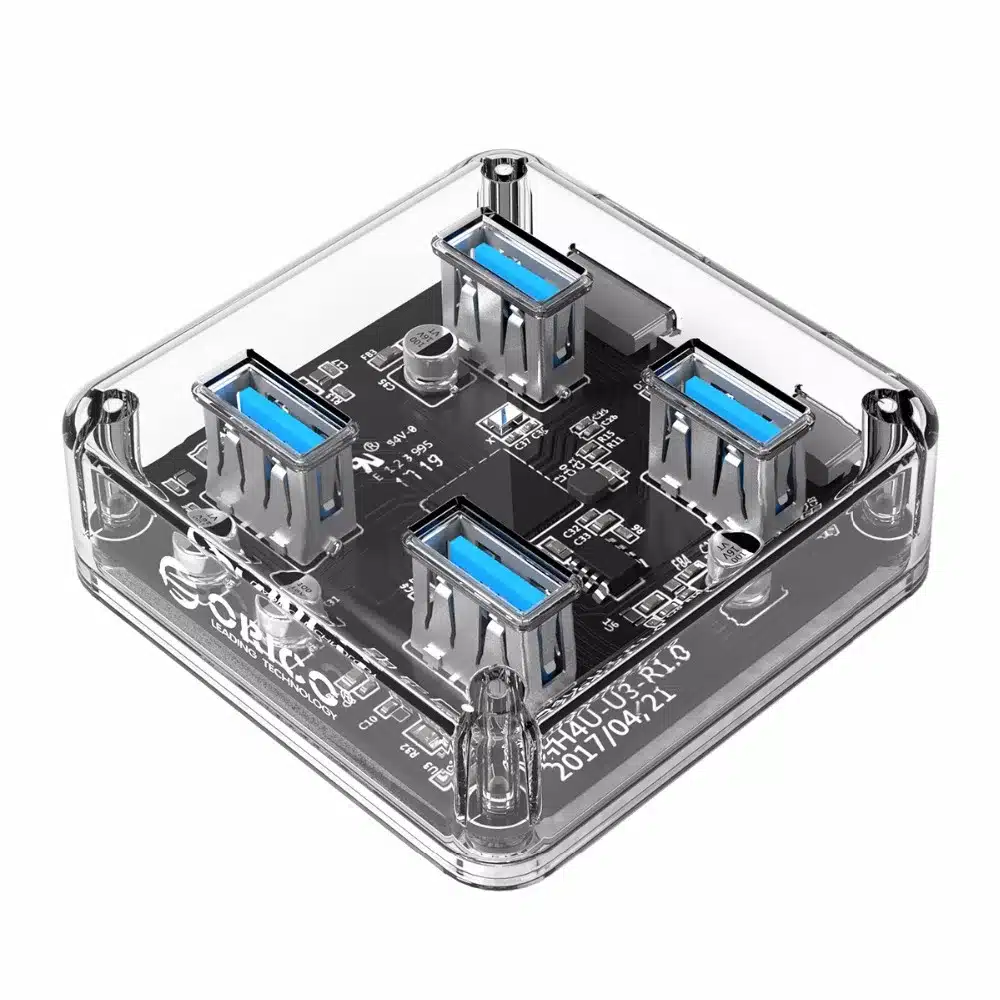 ORICO Transparent USB 3.0 HUB 4 Ports High Speed USB Splitter with Power Charging Interface for Windows Mac Linux Laptop PC USB 11