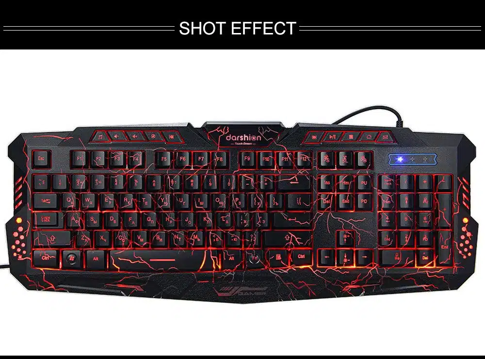 Darshin LED Backlit Russian Keyboard Gaming + Crack Gaming Mouse 6 Buttons Breathing Light Colorful Mice Upgraded Version 11