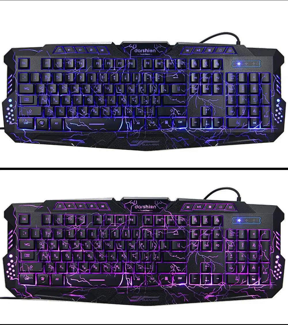 Darshin LED Backlit Russian Keyboard Gaming + Crack Gaming Mouse 6 Buttons Breathing Light Colorful Mice Upgraded Version 12