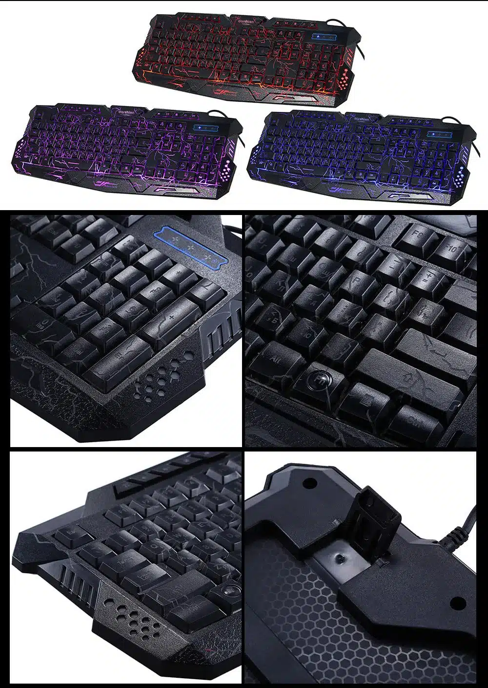 Darshin LED Backlit Russian Keyboard Gaming + Crack Gaming Mouse 6 Buttons Breathing Light Colorful Mice Upgraded Version 13