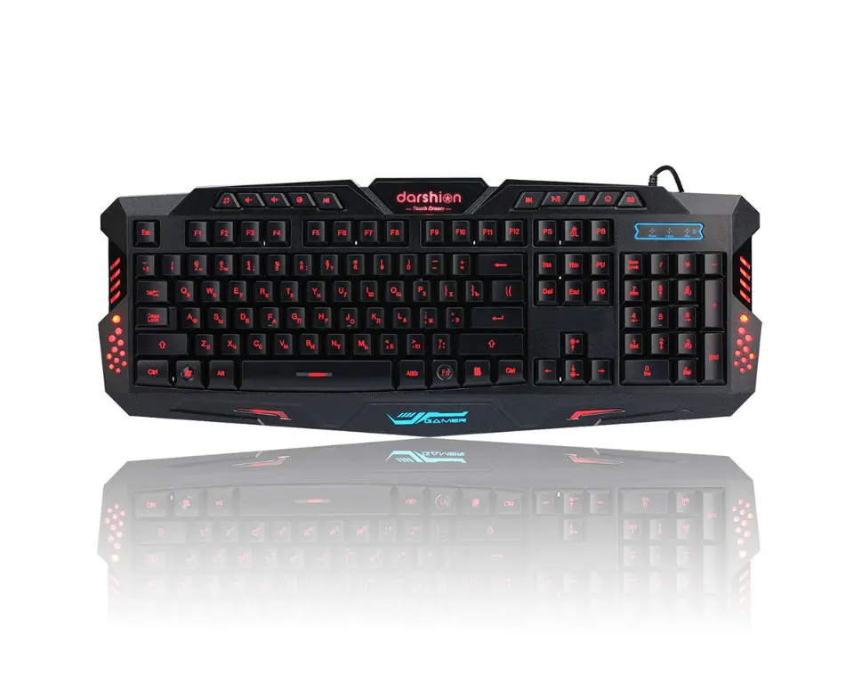Darshin LED Backlit Russian Keyboard Gaming + Crack Gaming Mouse 6 Buttons Breathing Light Colorful Mice Upgraded Version 15