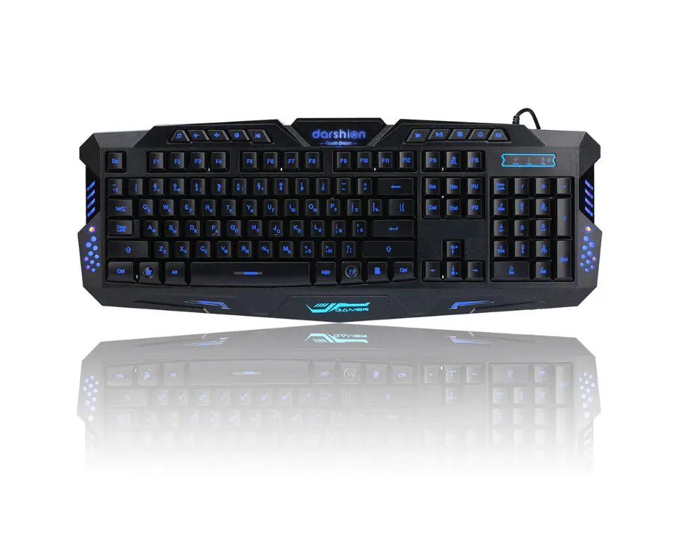 Darshin LED Backlit Russian Keyboard Gaming + Crack Gaming Mouse 6 Buttons Breathing Light Colorful Mice Upgraded Version 17