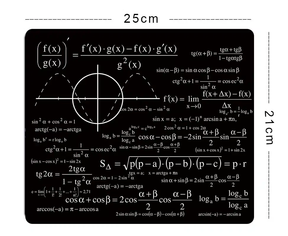 pbpad store Small/Large Mouse Pad for Gaming Player desk laptop Rubber Mouse Mat mousepad Geometric formula & Blackboard 19