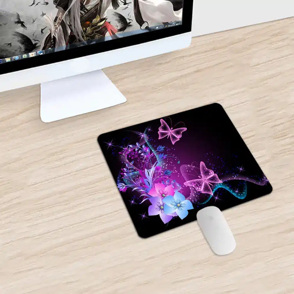Good Use Small Mouse Pad for Game Playing Lover Rubber Mouse Mat Beautiful Butterfly & Blackboard 2