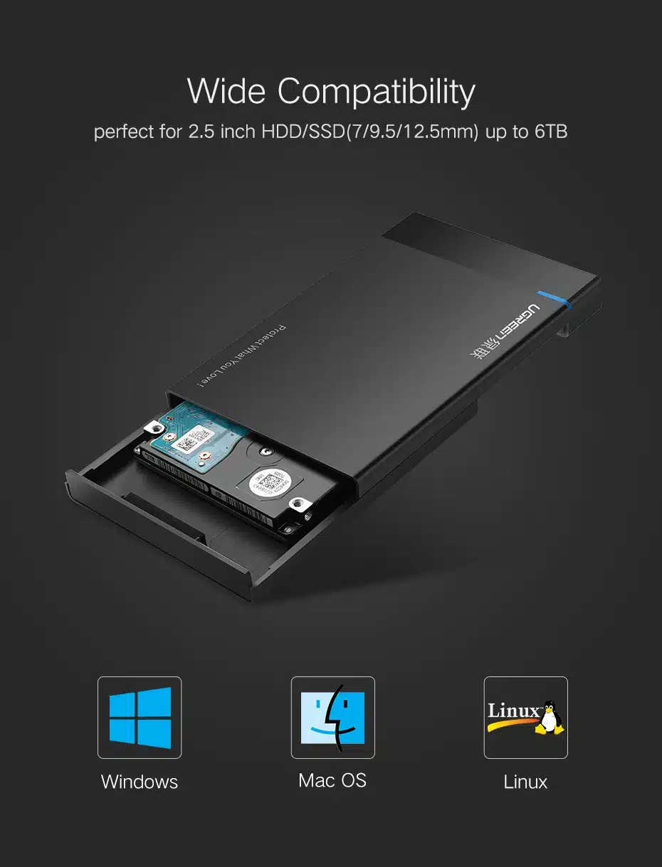 Ugreen HDD Case 2.5 inch SATA to USB 3.0 SSD Adapter for Samsung Seagate SSD 1TB 2TB Hard Disk Drive Box External HDD Enclosure 9