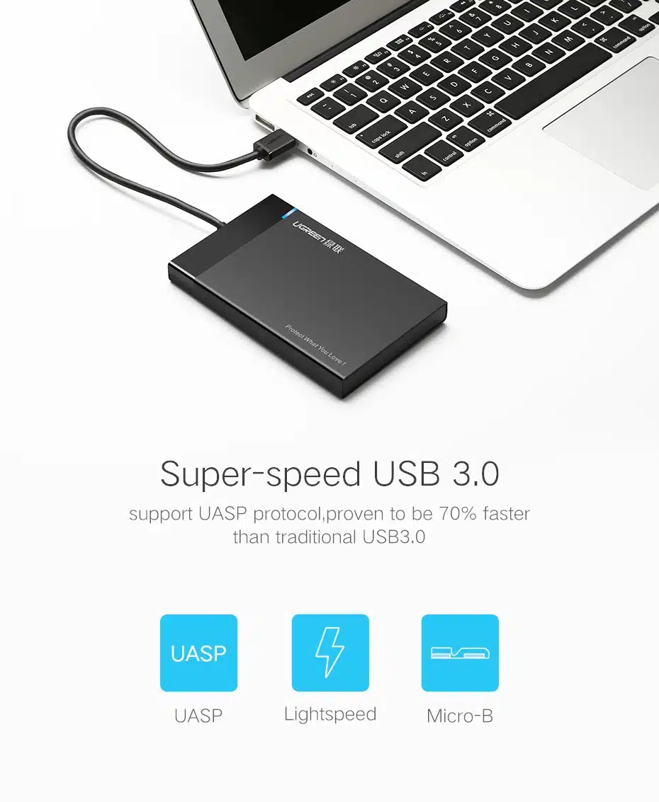 Ugreen HDD Case 2.5 inch SATA to USB 3.0 SSD Adapter for Samsung Seagate SSD 1TB 2TB Hard Disk Drive Box External HDD Enclosure 12