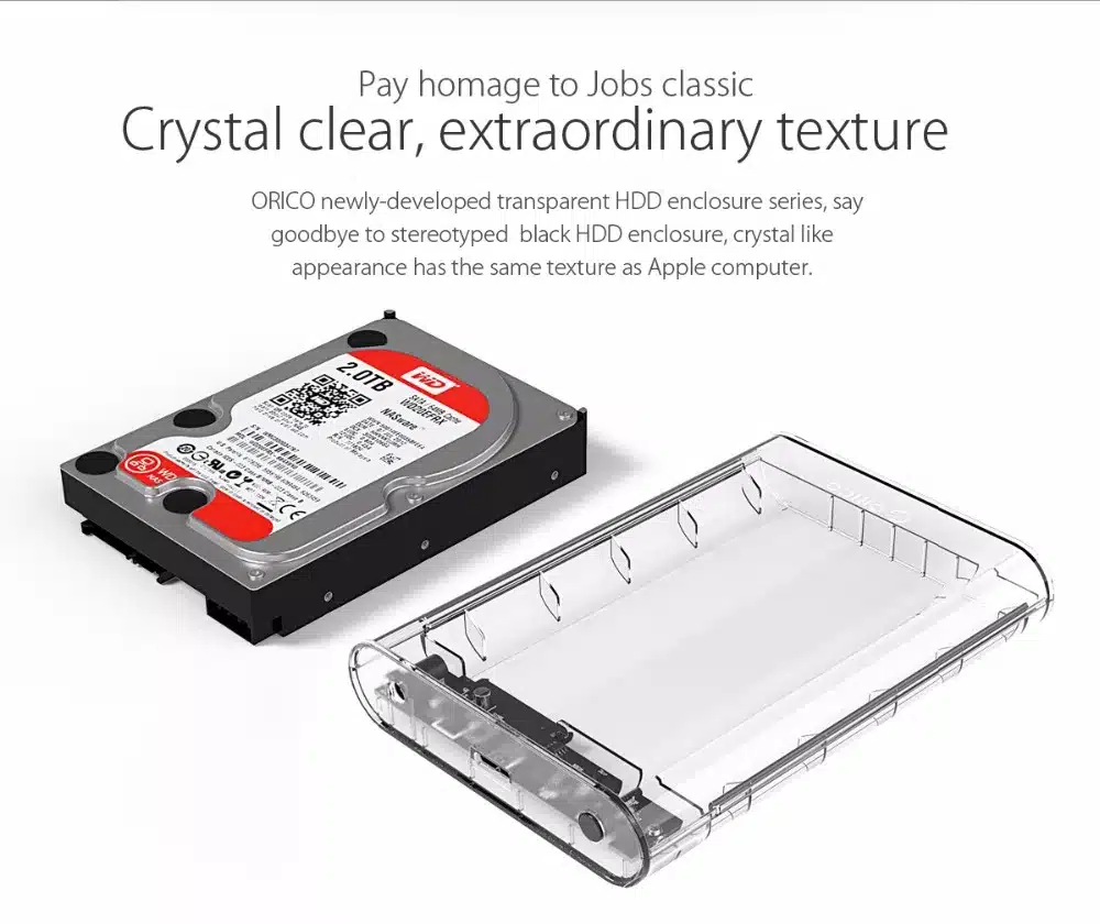 ORICO 3139U3 3.5 inch Transparent HDD Enclosure Case USB 3.0 5Gbps SATA3.0 Support UASP 8TB Drives for Notebook Desktop PC 14