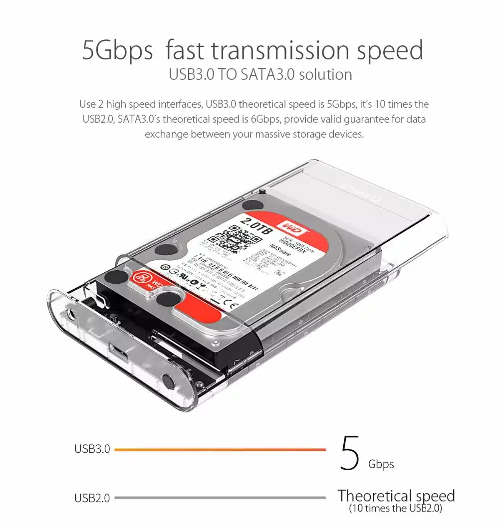 ORICO 3139U3 3.5 inch Transparent HDD Enclosure Case USB 3.0 5Gbps SATA3.0 Support UASP 8TB Drives for Notebook Desktop PC 18