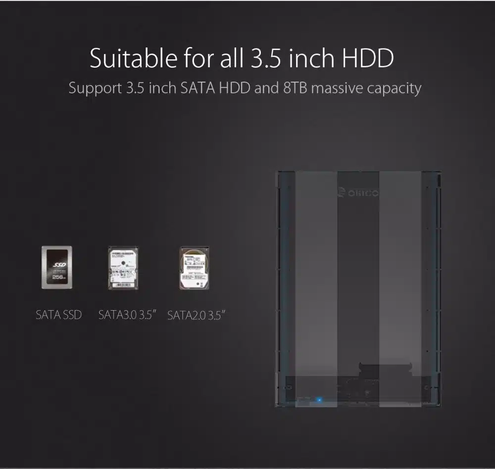 ORICO 3139U3 3.5 inch Transparent HDD Enclosure Case USB 3.0 5Gbps SATA3.0 Support UASP 8TB Drives for Notebook Desktop PC 23