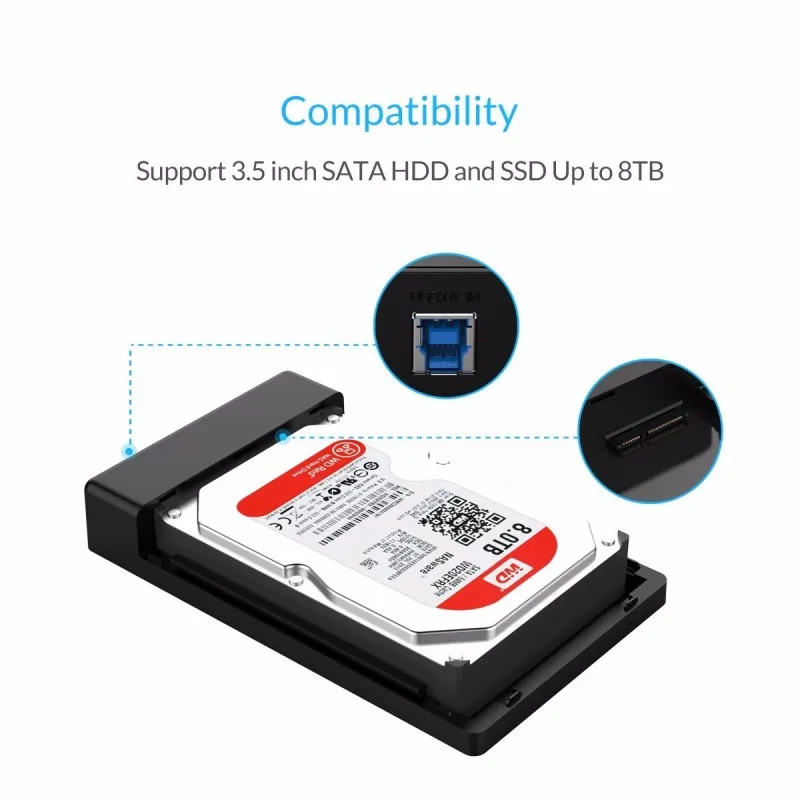 3.5 Inch HDD Enclosure Case, USB 3.0 5Gbps to SATA Support UASP and 8TB Drives Designed for Notebook Desktop PC (ORICO 3588US3) 13