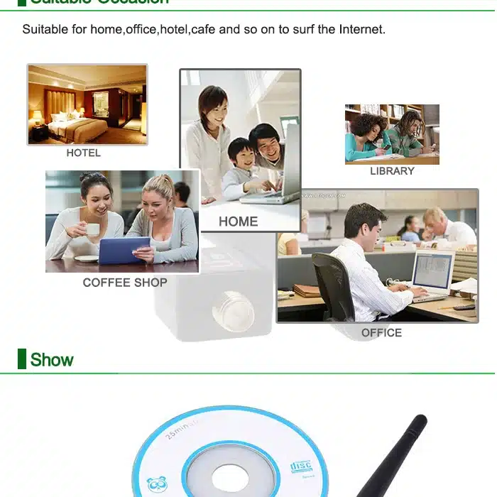 Wireless WiFi Adapter 5dB wifi Antenna 150Mbps Lan Wireless Network Card Portable USB WiFi Receiver Adaptador WiFi 802.11b/g/n 16