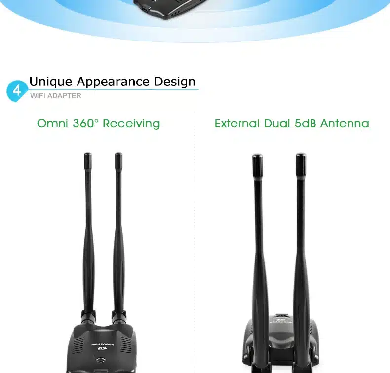 Wireless WiFi Adapter High Power Dual wifi Antenna 5dB 150Mbps Wireless Network Card USB WiFi Receiver Adaptador WiFi 12