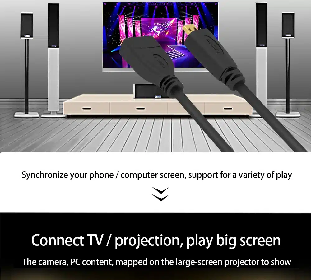 FSU Micro HDMI Male to HDMI D type Female Adapter Cable Convertor 1080P 7