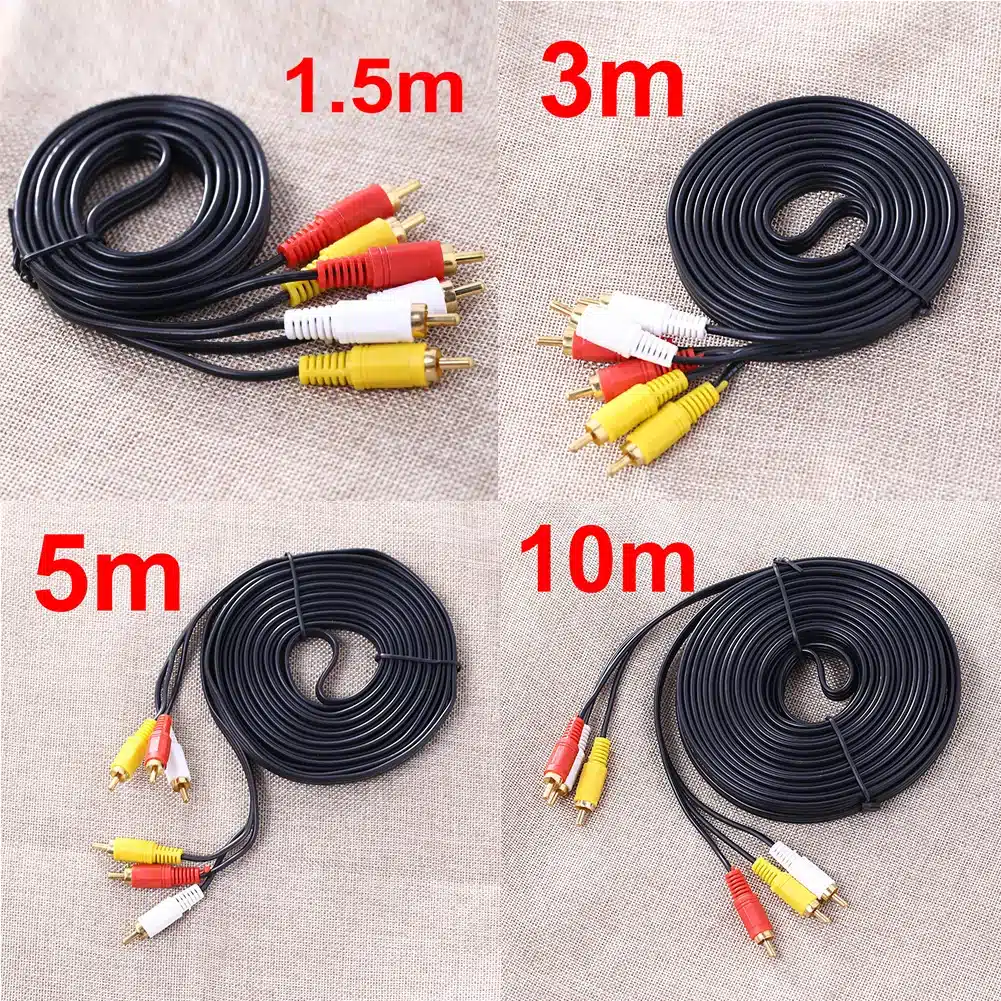 ALLOYSEED 1.5m/3m/5m 3 RCA to RCA Audio Video Cable Male To Male 3RCA To 3RCA Audio Video AV Cable Cord Wire For DVD TV 13