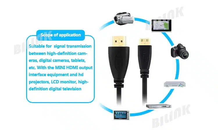 1M,1.5m,2M,3M High speed Gold Plated HDMI TO MINI HDMI Plug Male-Male HDMI Cable 1.4 Version 1080p 3D for TABLETS DVD 9