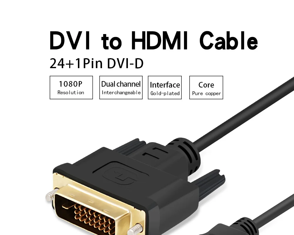 High speed HDMI to DVI 24+1 pin adapter Gold plated Male to male Cable For 1080P HD HDTV HD PC XBOX 1m 1.8m 2m 3m 5m 1