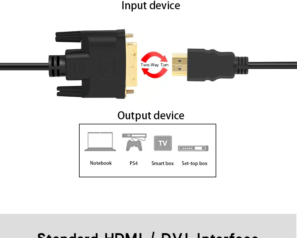 High speed HDMI to DVI 24+1 pin adapter Gold plated Male to male Cable For 1080P HD HDTV HD PC XBOX 1m 1.8m 2m 3m 5m 4