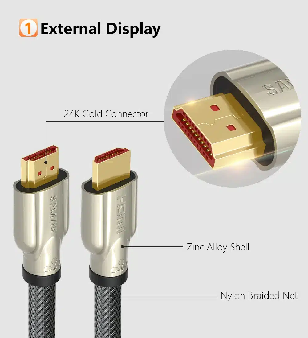 SAMZHE 4K HDMI 2.0 Cable HDMI to HDMI Cable HDMI Ethernet Cable for PS3 Projector HD LCD Apple TV Computer laptop 27