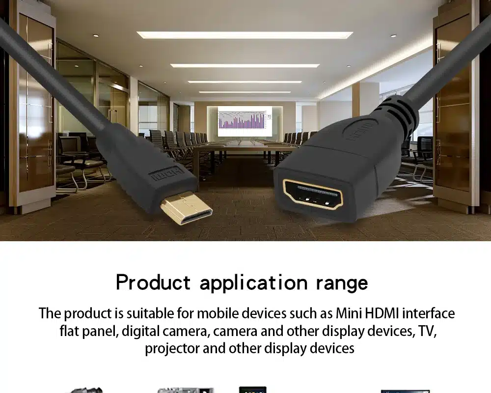 FSU Mini HDMI Male to HDMI Female Adapter Cable Convertor 1080P 17