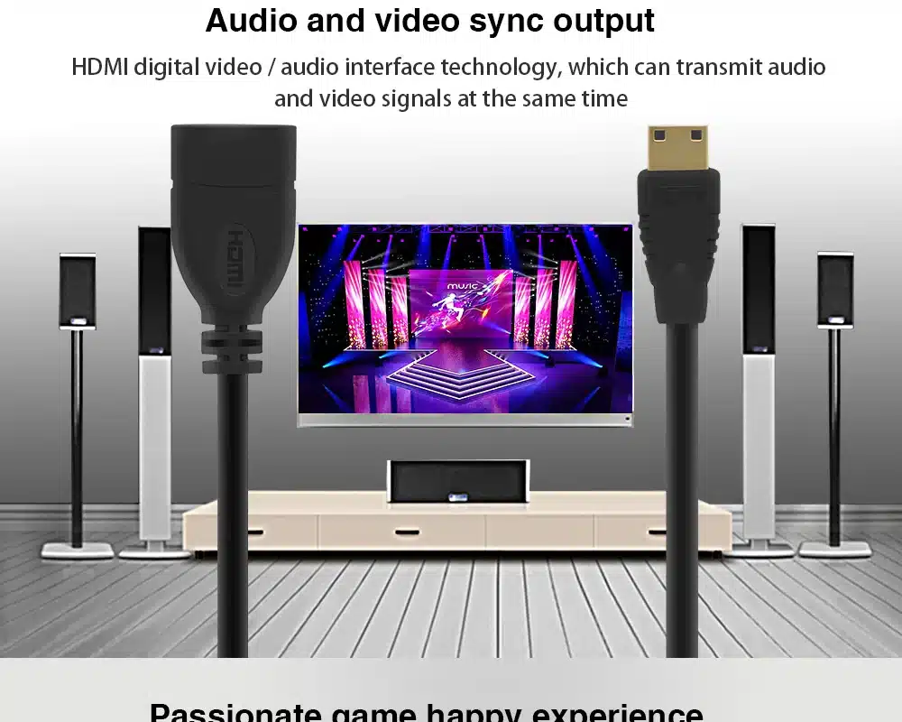 FSU Mini HDMI Male to HDMI Female Adapter Cable Convertor 1080P 21