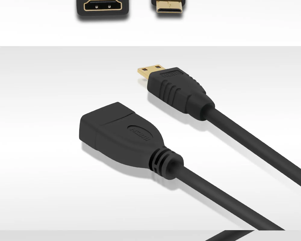 FSU Mini HDMI Male to HDMI Female Adapter Cable Convertor 1080P 27