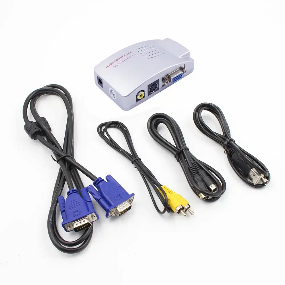Universal NTSC PAL VGA to TV AV RCA Signal Adapter Converter Video Switch Box Composite for Computer Laptop PC 23