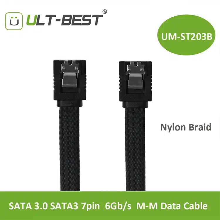 ULT-Best 5PCS 50CM SATA 3.0 III SATA3 7pin Data Cable 6Gb/s SSD Cables HDD Hard Disk Drive Cord line with Nylon Premium Sleeved 8