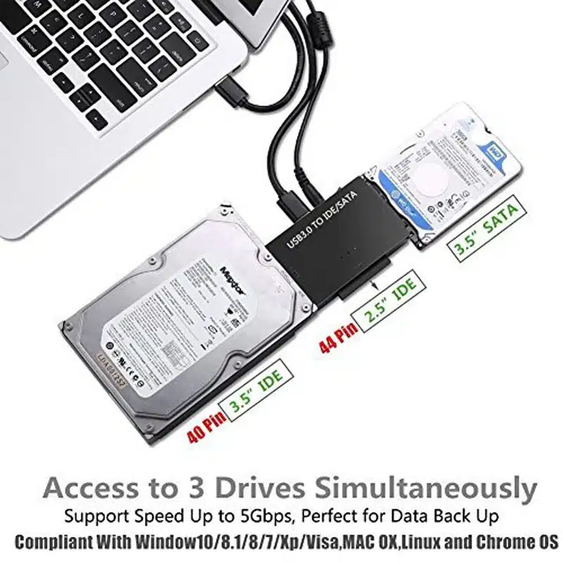USB 3.0 to SATA IDE ATA Data Adapter 3 in 1 for PC Laptop 2.5" 3.5" HDD Hard Disk Driver With Power 11