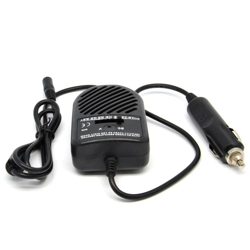 Universal 80W DC USB Port LED Auto Car Charger Adjustable Power Supply Adapter Set 8 Detachable Plugs For Laptop Notebook 17
