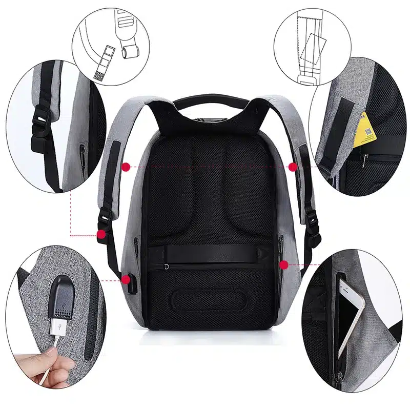 KALIDI USB Charge Laptop Bag for Mackbook 13.3-15.6 inch Notebook Bag Waterproof Anti Theft Laptop Backpack for Men School Bag 15