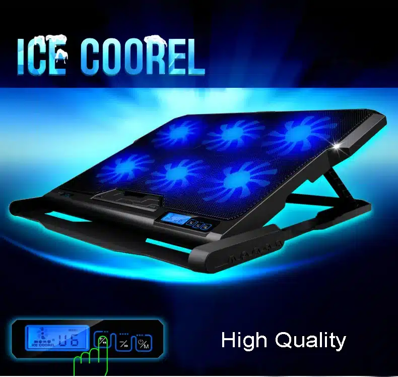 ICE COOREL Laptop cooler 2 USB Ports and Six cooling Fan laptop cooling pad Notebook stand For 12-15.6 inch fixture for laptop 17