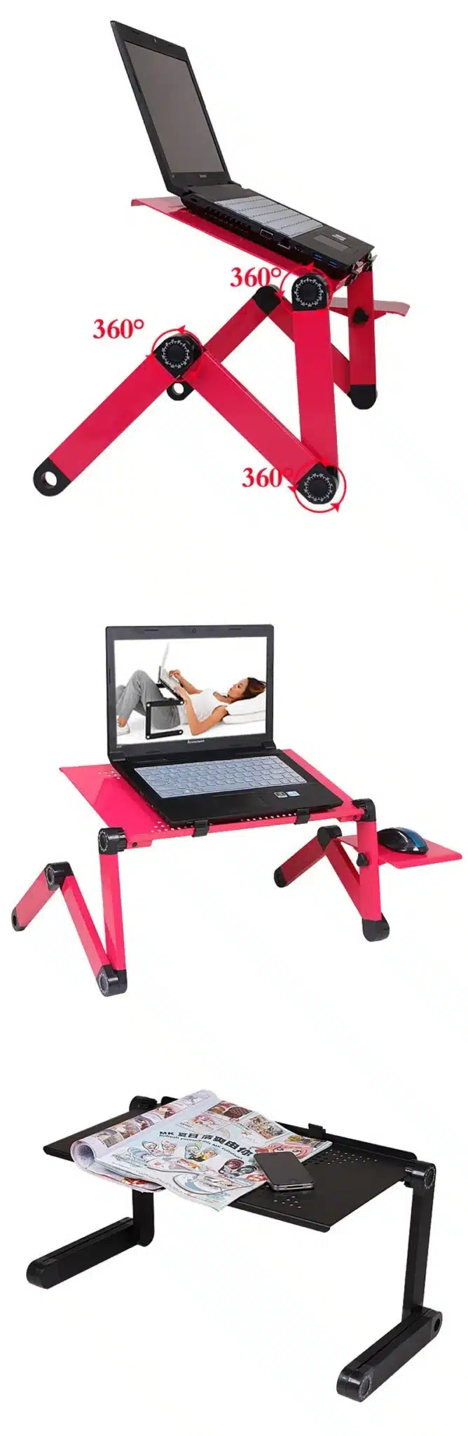 Multi Functional Ergonomic mobile laptop table stand for bed Portable sofa laptop table foldable notebook Desk with mouse pad 7