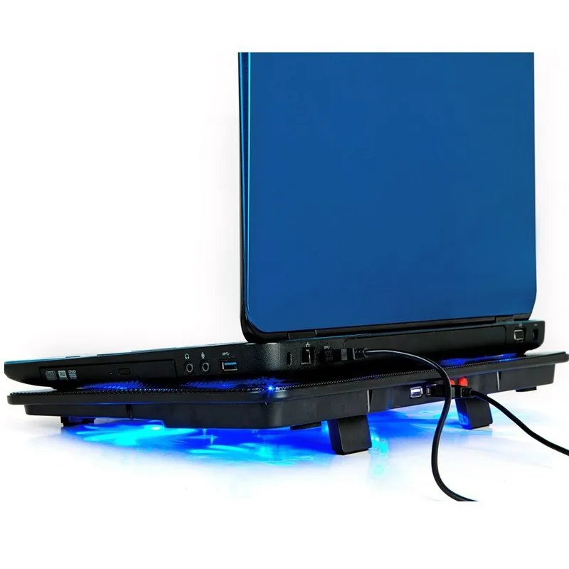 Professional external Laptop Cooler Pad 14" 15.6" 17" with 5 fans 2 USB Port slide-proof stand Notebook Cooling Fan with light 6
