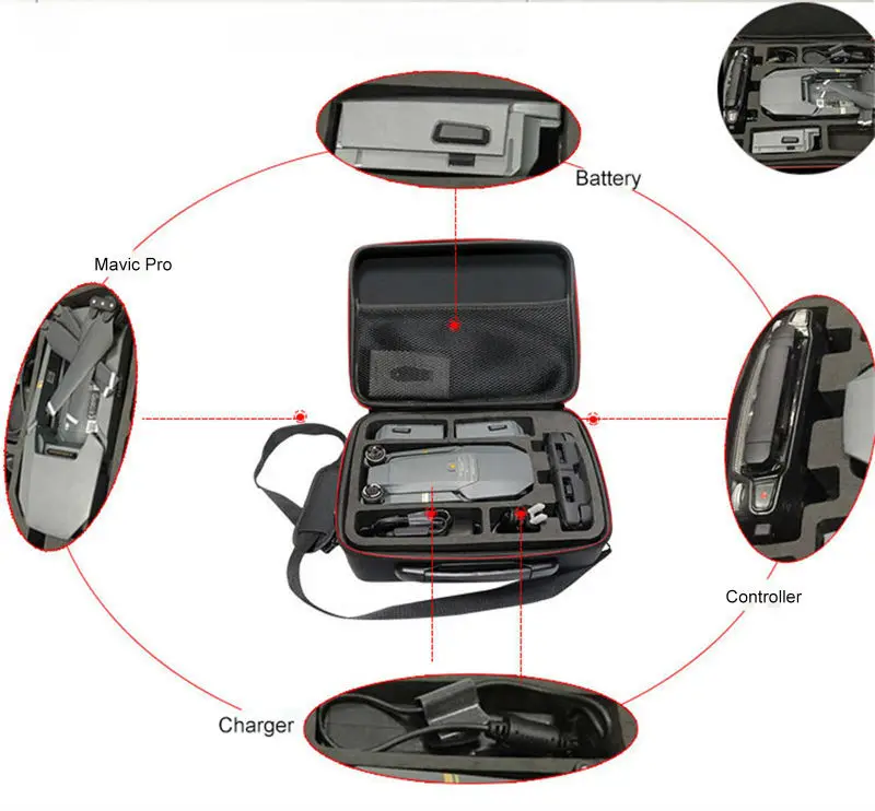 Drones Bag for DJI Mavic Pro EVA Hard Portable Bag Shoulder Carry Case Storage Bag Water-resistant Portable For DJI Mavic Case 10