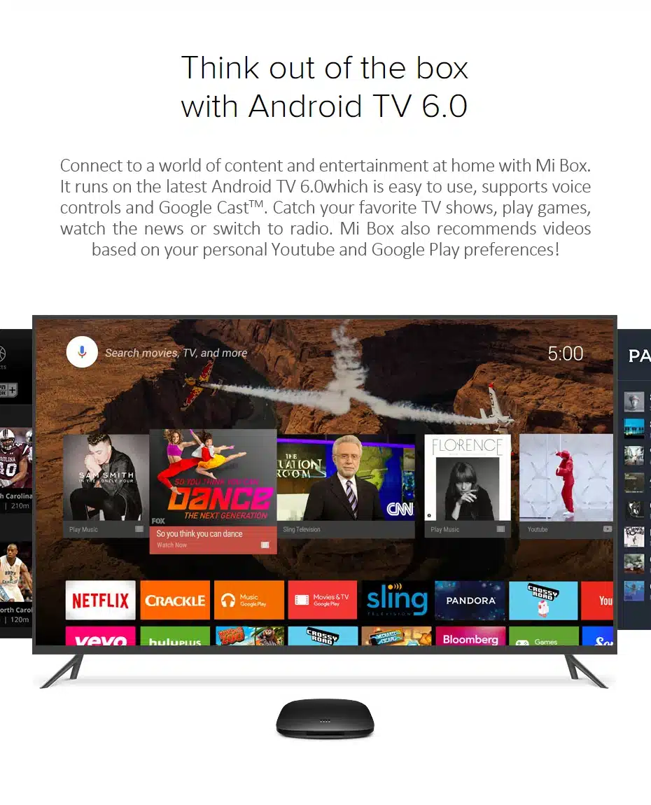 Original Xiaomi MI BOX TV BOX 3 Android 6.0 2G/8G Smart 4K Quad Core HDR Movie Set-top Box Multi-language Netflix YouTube Google 4