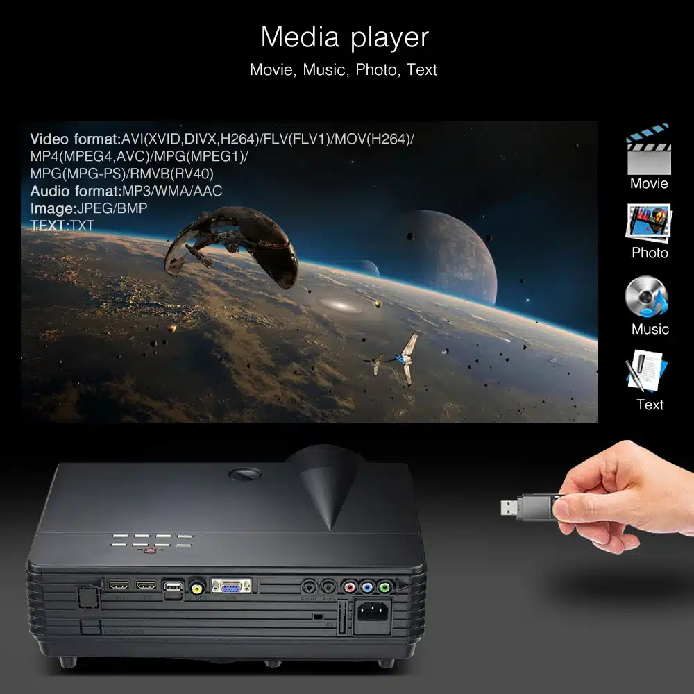 2018 Cheap Projector MOON BT96Plus Android wifi smart game bluetooth Video HDMI USB Full HD 1080P Home Theater LED Projector 25