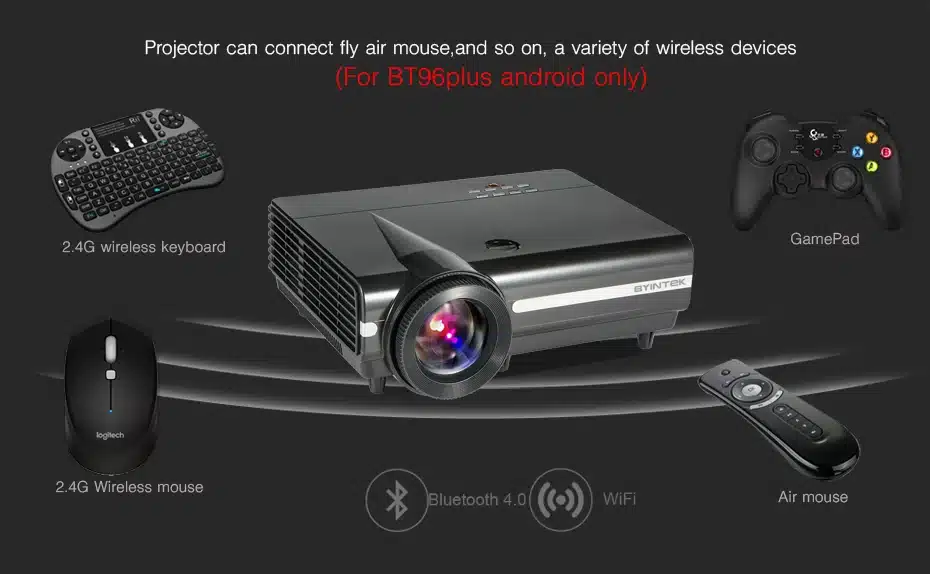 2018 Cheap Projector MOON BT96Plus Android wifi smart game bluetooth Video HDMI USB Full HD 1080P Home Theater LED Projector 29