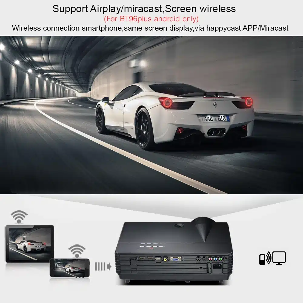 2018 Cheap Projector MOON BT96Plus Android wifi smart game bluetooth Video HDMI USB Full HD 1080P Home Theater LED Projector 30