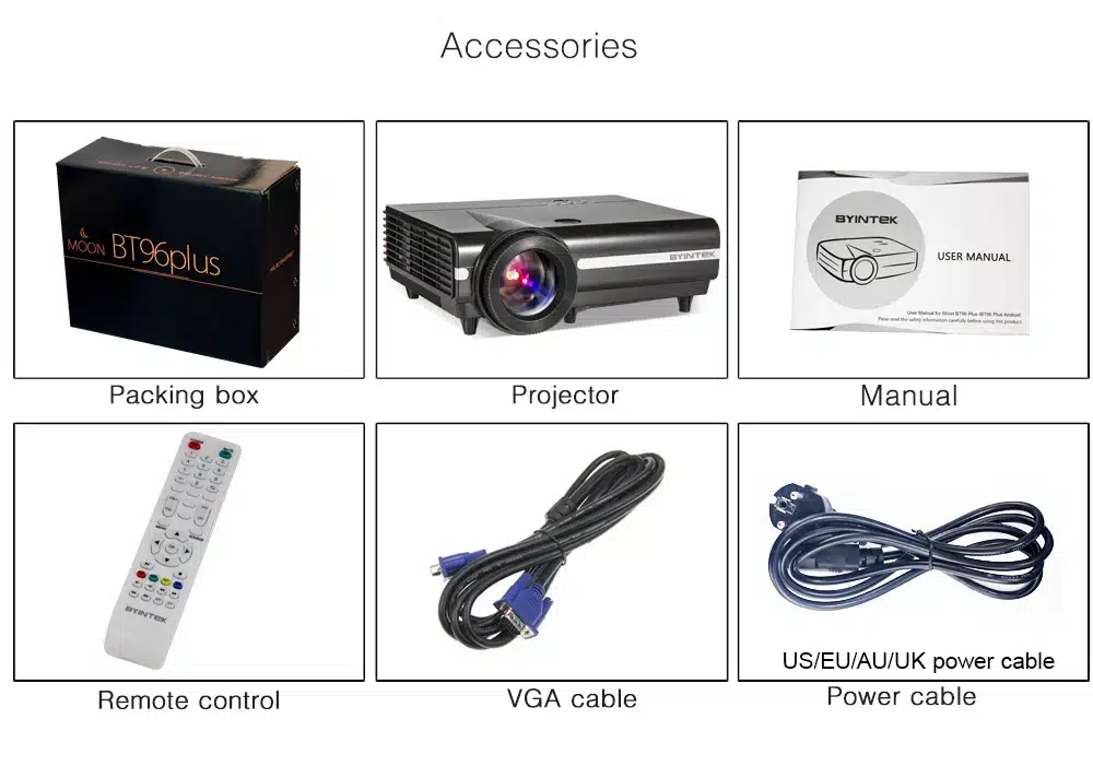 2018 Cheap Projector MOON BT96Plus Android wifi smart game bluetooth Video HDMI USB Full HD 1080P Home Theater LED Projector 46