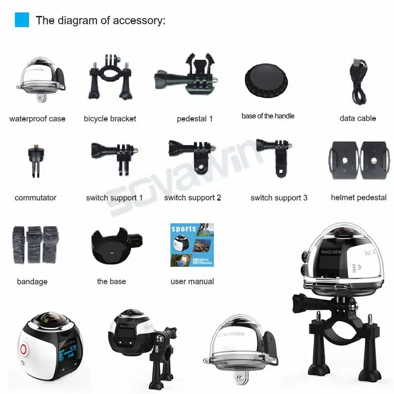 360 Degree Camera VR 4K Wifi Video Mini Panoramic 2448*2448 HD Panorama Action 30m Waterproof Sports Driving Cam 2017 30