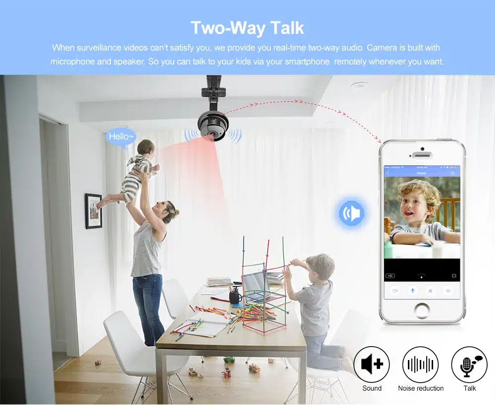 1.3MP Panoramic Camera Mini WIFI Night Vision Smart Home Security IP Camera 360 Wide Angle Camera Onvif Monitor Baby Monitor 11