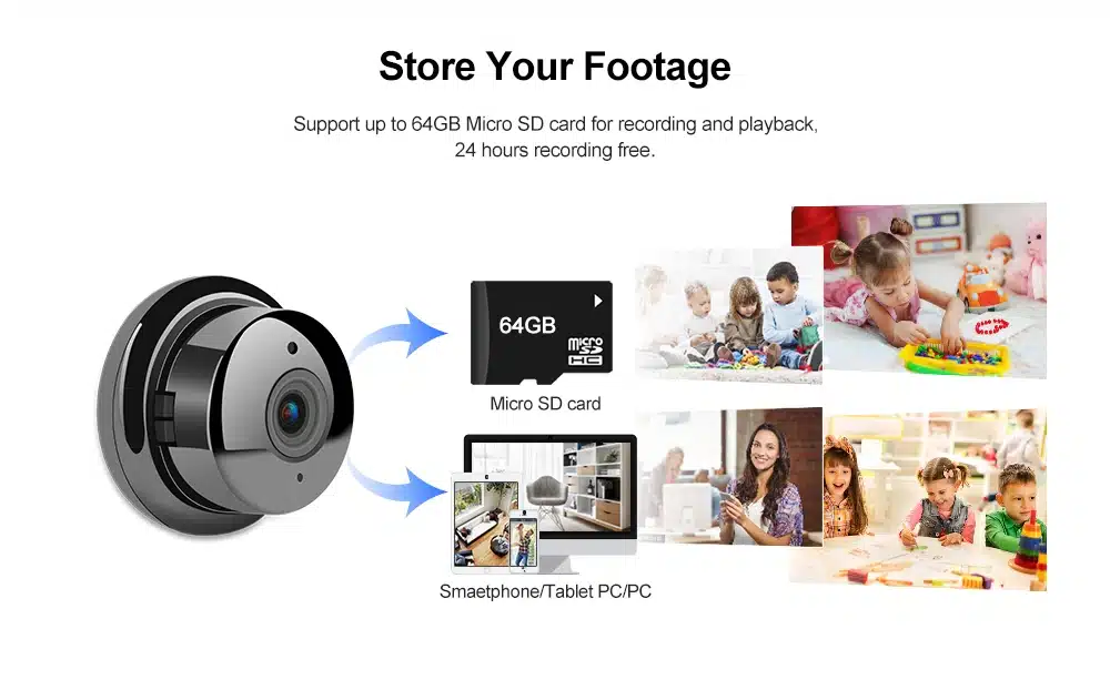 1.3MP Panoramic Camera Mini WIFI Night Vision Smart Home Security IP Camera 360 Wide Angle Camera Onvif Monitor Baby Monitor 12