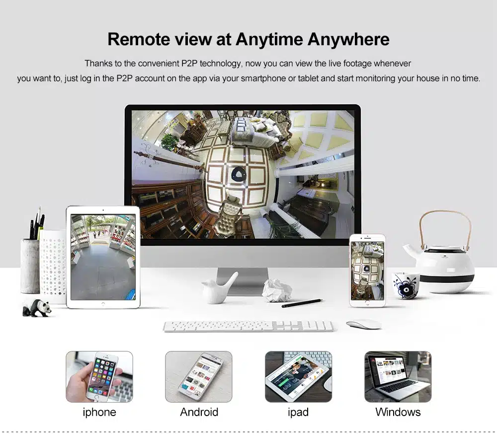 1.3MP Panoramic Camera Mini WIFI Night Vision Smart Home Security IP Camera 360 Wide Angle Camera Onvif Monitor Baby Monitor 15