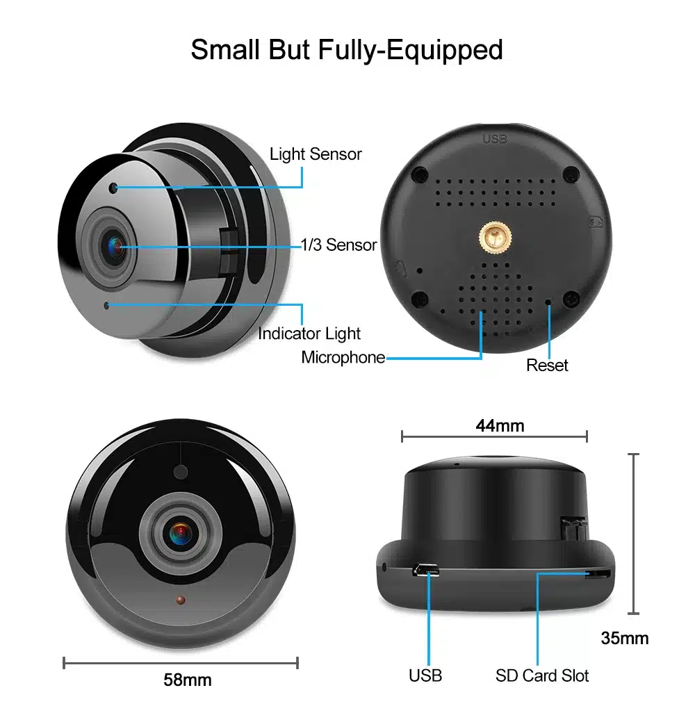 1.3MP Panoramic Camera Mini WIFI Night Vision Smart Home Security IP Camera 360 Wide Angle Camera Onvif Monitor Baby Monitor 23