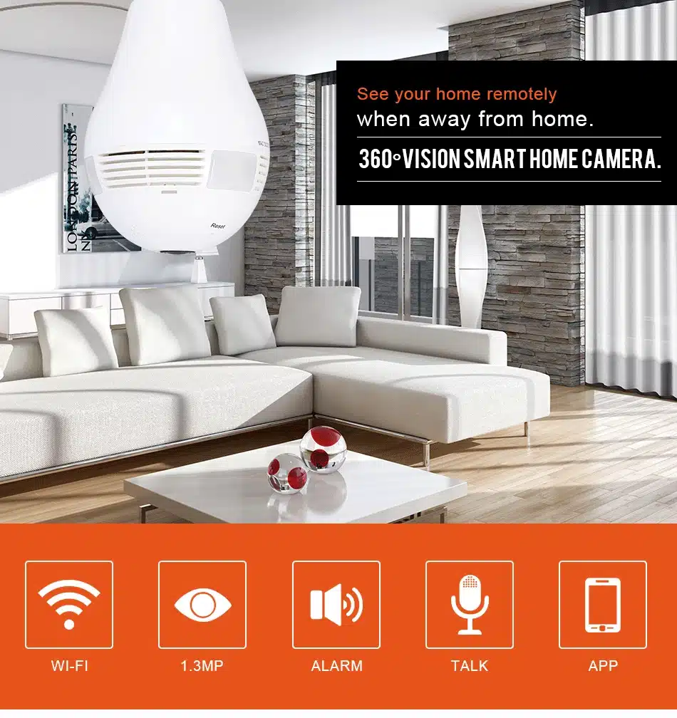 Bulb Light Wireless IP Camera Wi-fi FishEye 960P 360 degree panoramic Mini VR Camera 1.3MP Home Security WiFi Camera Panoramic 9