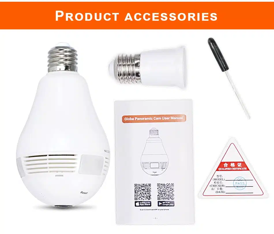 Bulb Light Wireless IP Camera Wi-fi FishEye 960P 360 degree panoramic Mini VR Camera 1.3MP Home Security WiFi Camera Panoramic 15
