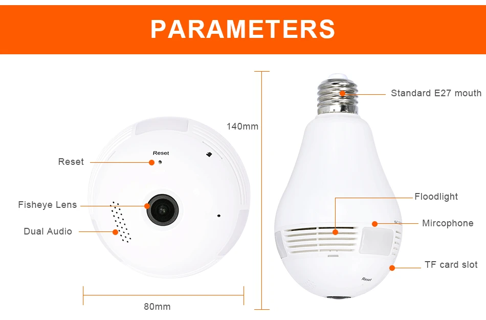 Bulb Light Wireless IP Camera Wi-fi FishEye 960P 360 degree panoramic Mini VR Camera 1.3MP Home Security WiFi Camera Panoramic 18