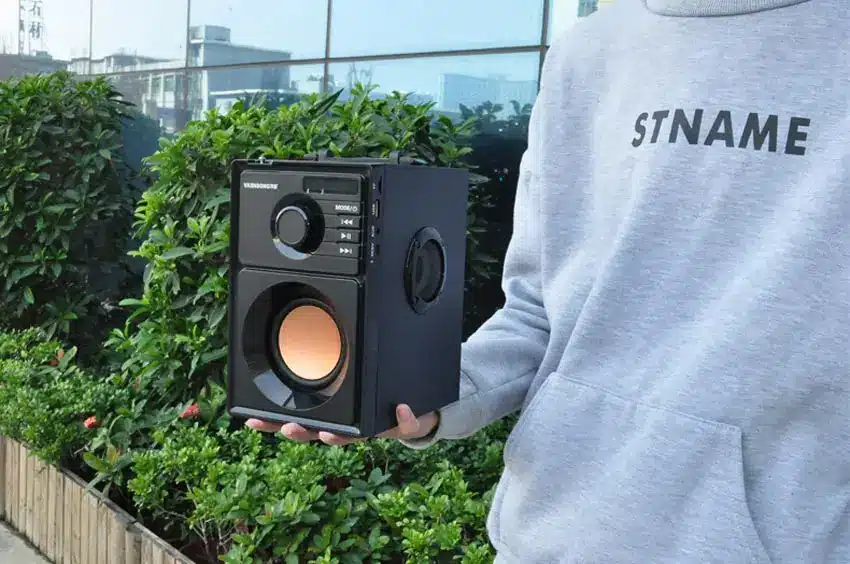 VAENSONG Stereo Wooden Subwoofer Bluetooth Speaker FM Radio Portable Speakers Mp3 Play Super Bass Loudspeaker computer Column 21