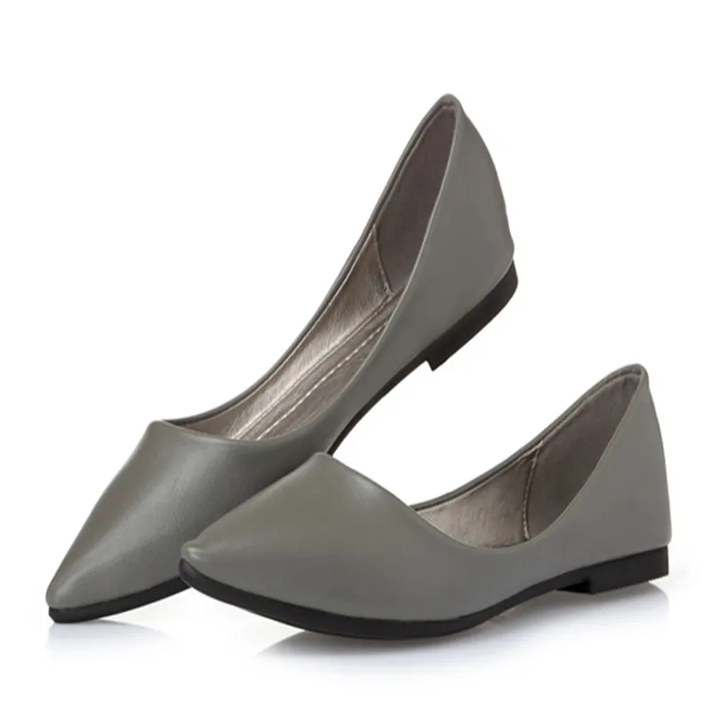 MVVJKE Lady shoes loafers soft leather pointed toe heel dance slip-ons flats spring breathable yellow black grey plus size 41 6